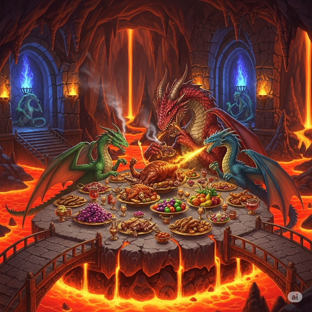 Slot dengan latar ruang makan naga